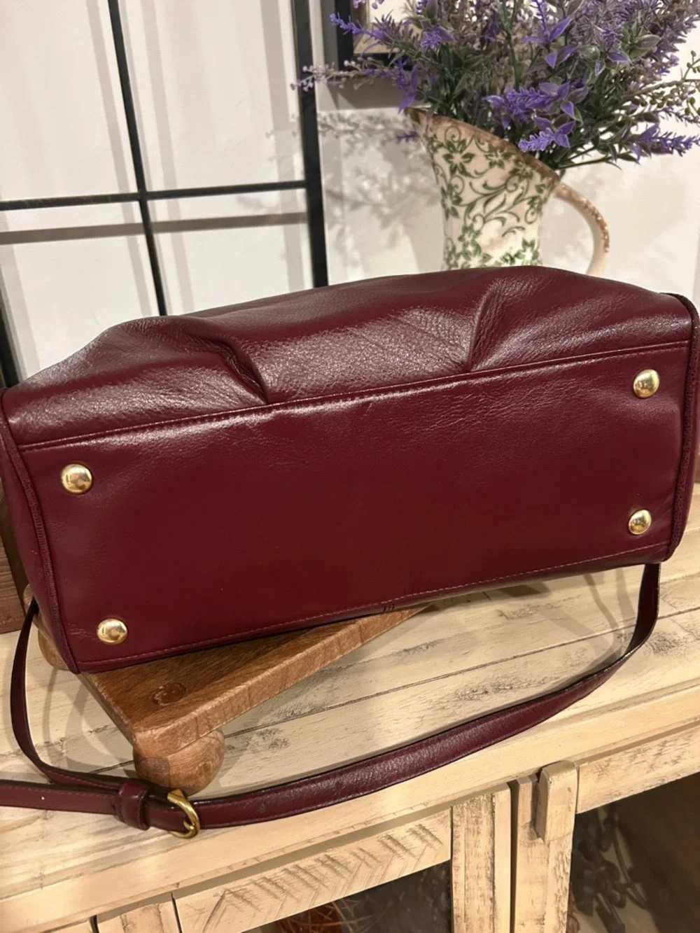 Coach Burgundy Leather Satchel with Gold Hardware - Picture 3 of 8